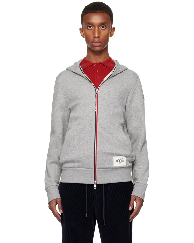 Moncler Gray Zip-Up Hoodie 985-cool