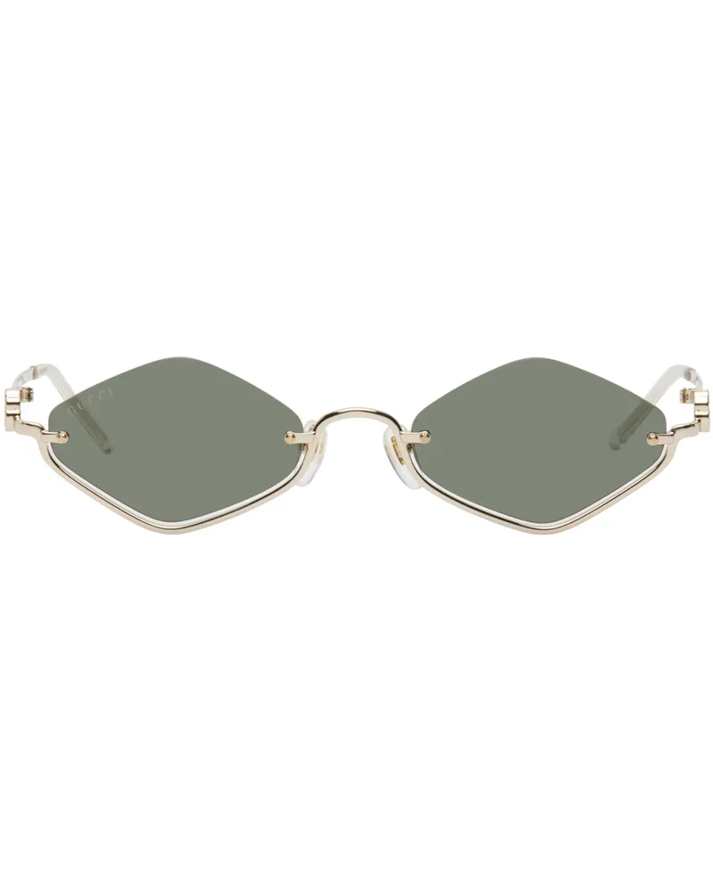 Gucci Gold Geometric Sunglasses Gold-gold-grey