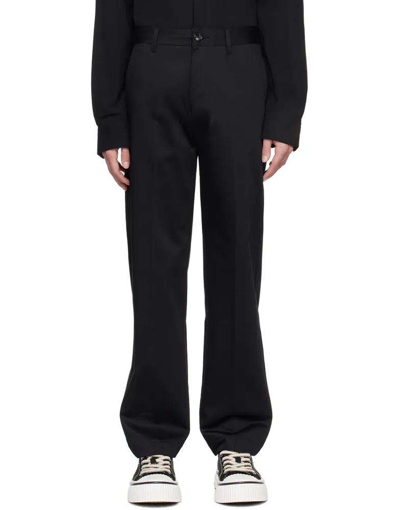 AMI Paris Black Button-Fly Trousers Black