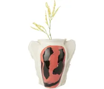 Off-White & Red Large Smiley Face Vase