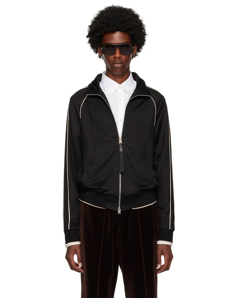 Tom Ford Black Piping Zip Sweatshirt Black