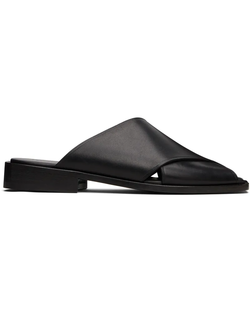 Christophe Lemaire Black Cross Flat Sandals Bk999