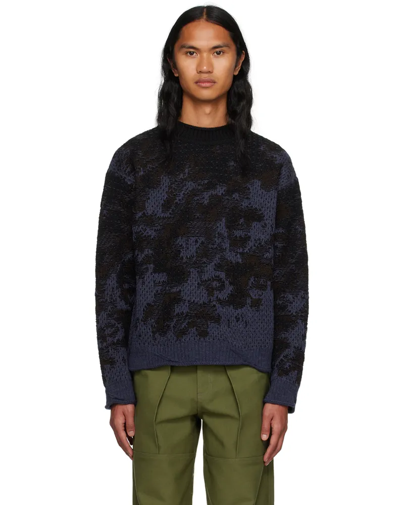 SERAPIS Black & Purple Mock Neck Sweater Blue