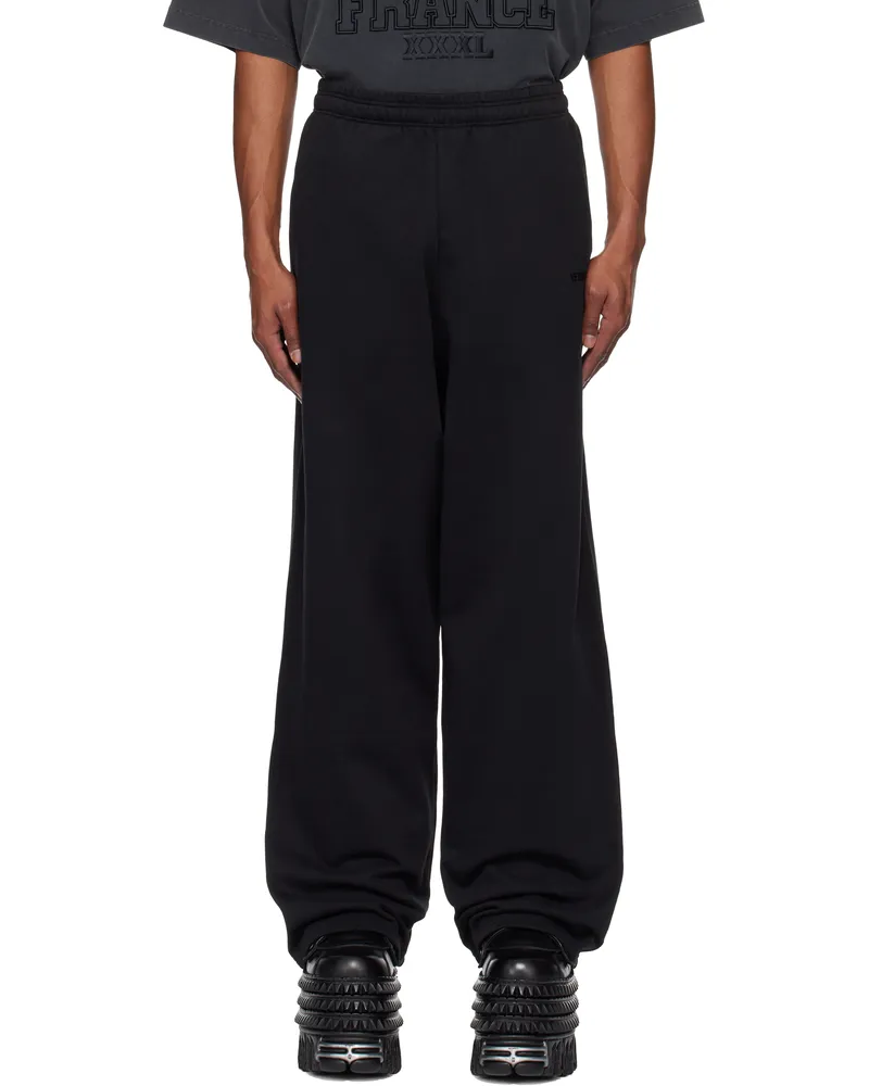VETEMENTS Black Embroidered Logo Sweatpants Black