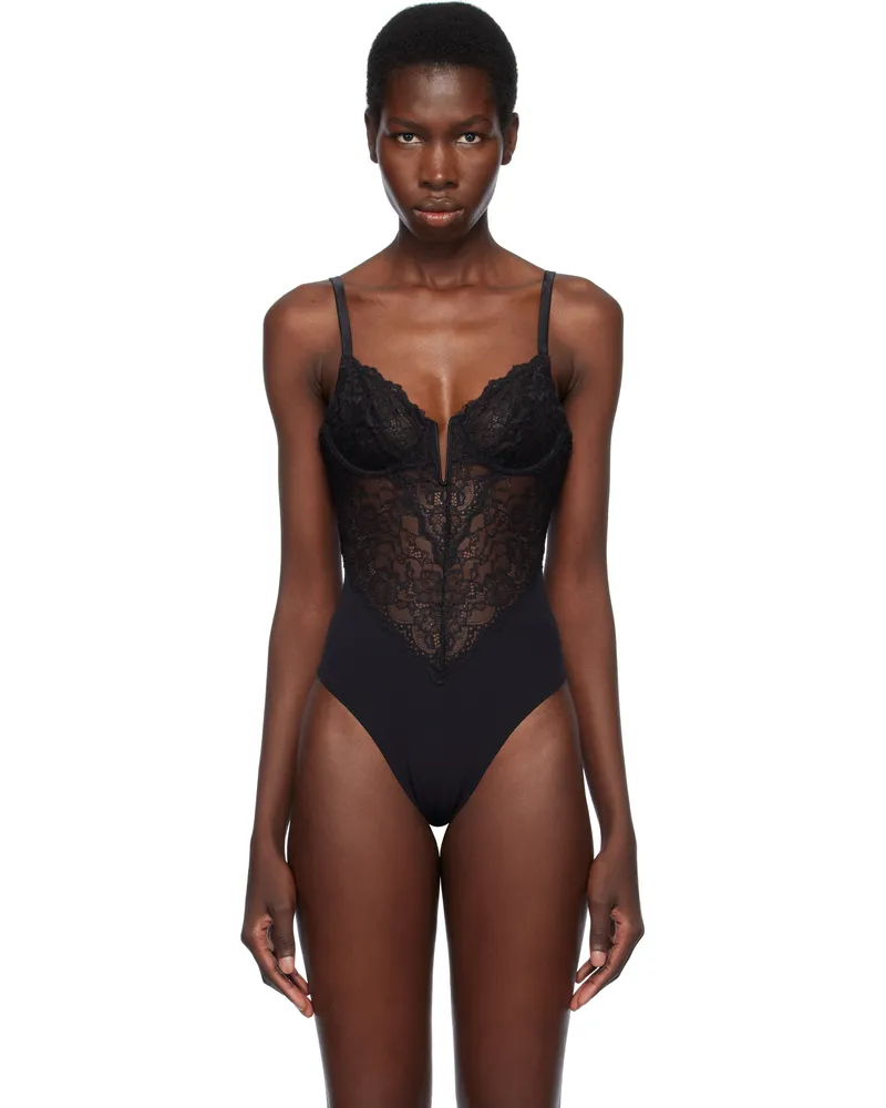 Fleur Du Mal Black Bianca Lace Bodysuit 0100