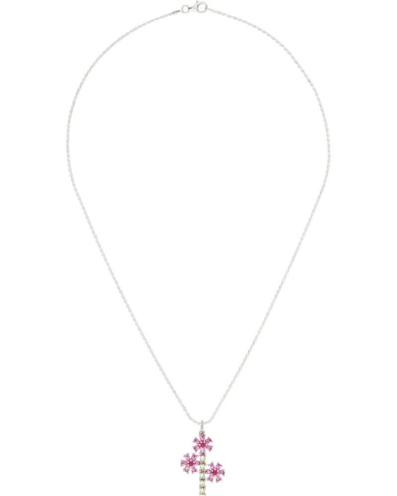 BLEUE BURNHAM Rambling Rose Pendant Necklace Silver