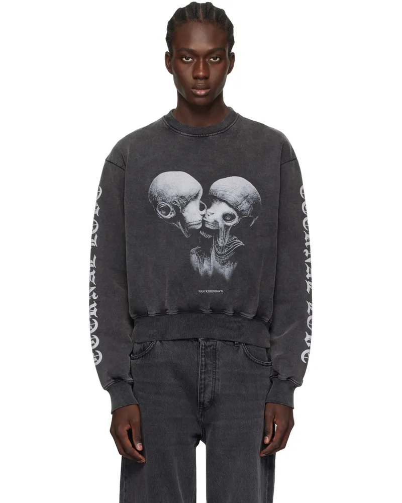Han Kjøbenhavn Gray Aliens Kissing Sweatshirt Dark