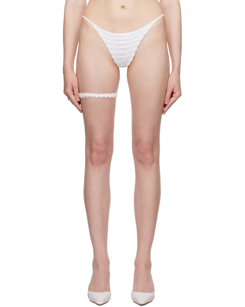 DU CIEL SSENSE Exclusive Bridal Capsule Fleur String Thong White