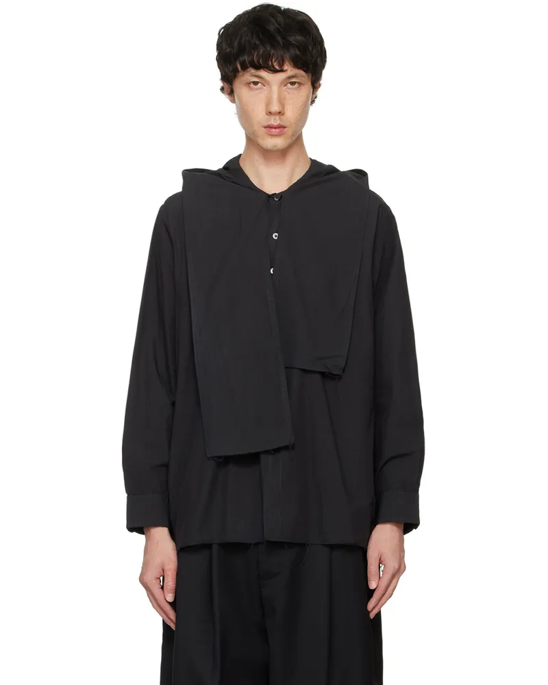 Camiel Fortgens Black Hooded Scarf Shirt Black