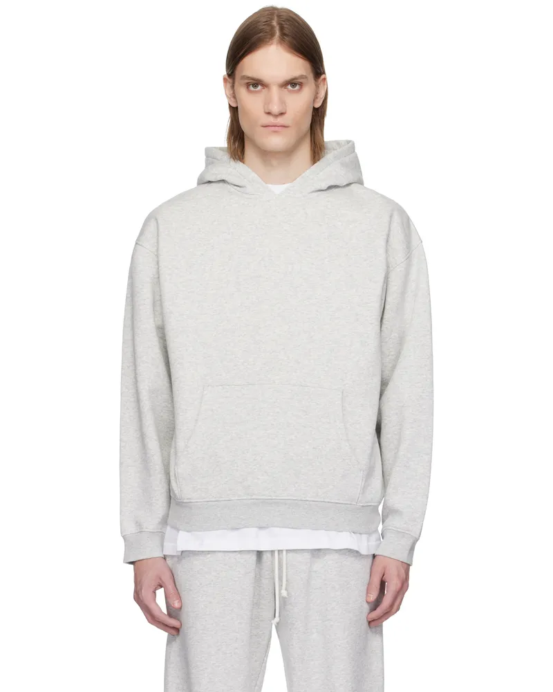 SKIMS Gray Fleece Lounge Relaxed Hoodie Light