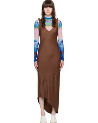 J.W.Anderson Brown V-Neck Midi Dress Brown