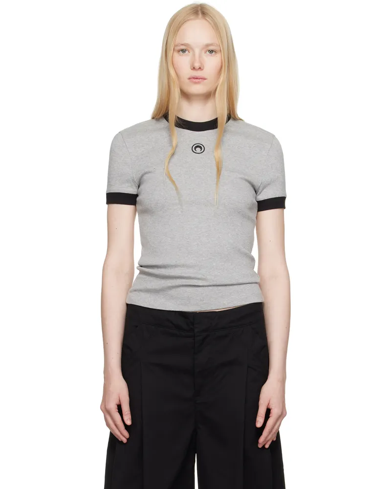 Marine Serre Gray Moon Logo Jersey Fitted T-shirt Gr50