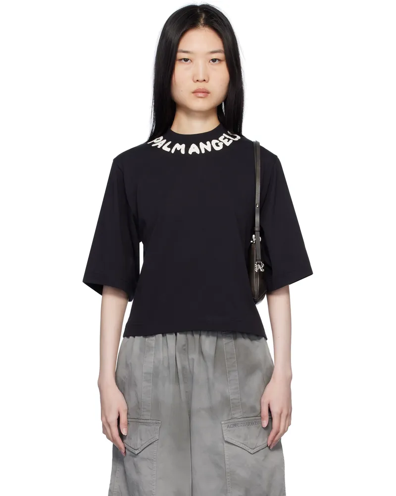 Palm Angels Black Logo Cropped T-shirt Black