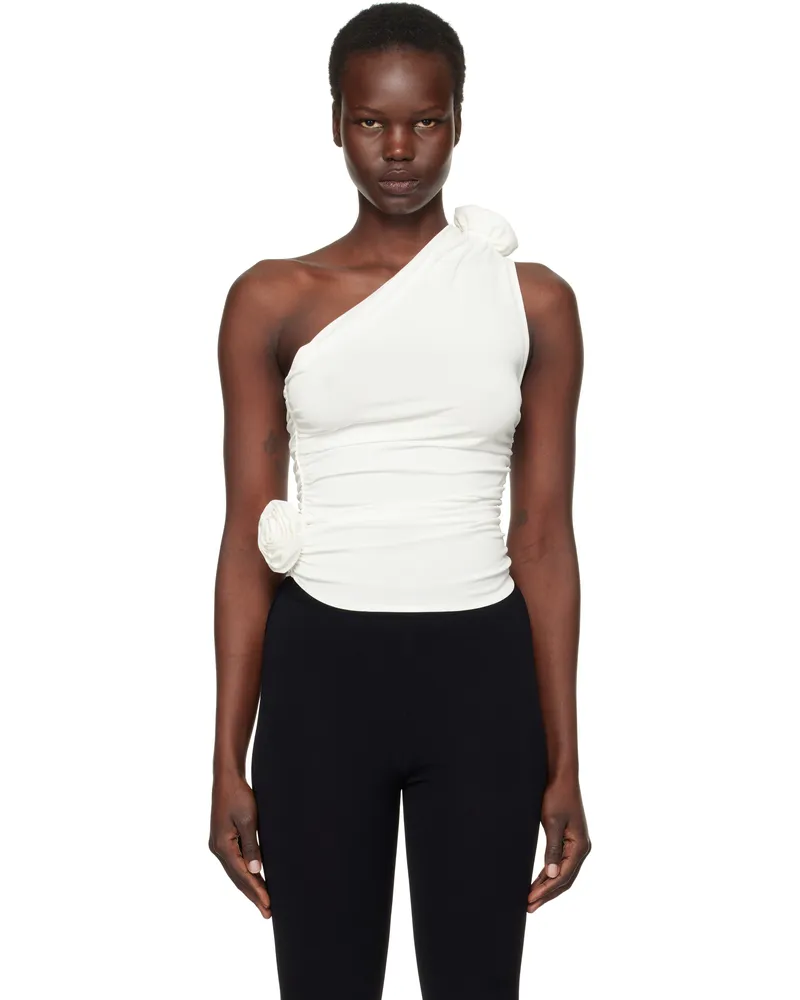 Magda Butrym White One Shoulder Top Cream