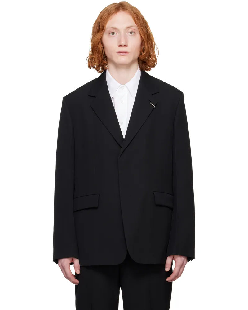 Jil Sander Black Sharp Wool Gabardine Blazer 001