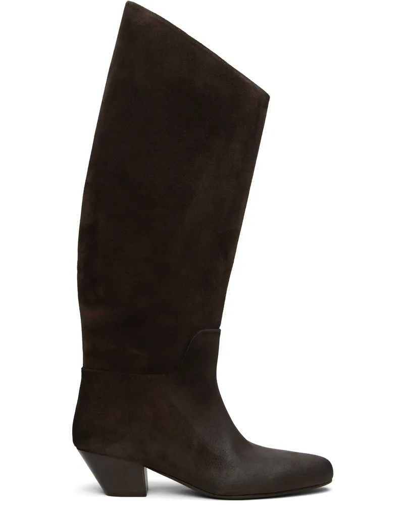 Marsèll Brown Goccio Reversed Leather Tall Boots 460