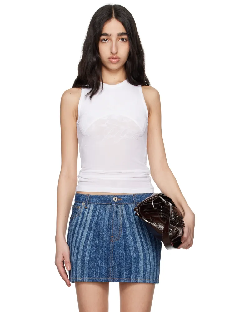 Jean Paul Gaultier White Light Viscose Jersey Tank Top 11-optic