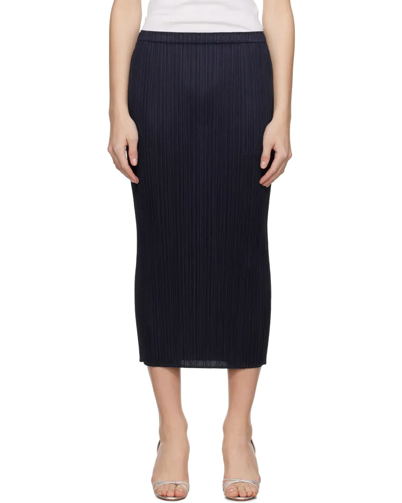 Issey Miyake Navy June New Colorful Basics 4 Midi Skirt 75