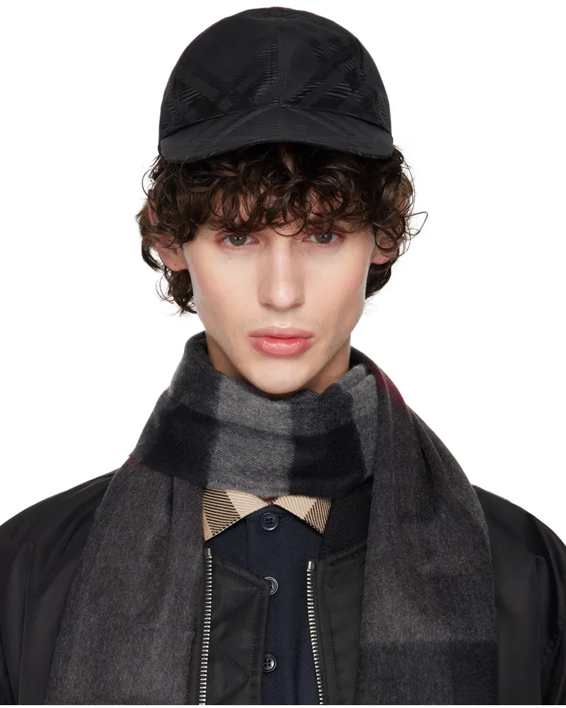 Burberry Black Check Baseball Cap Black