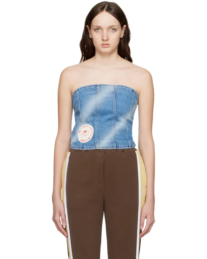 Kijun Blue Faded Denim Bustier Blue