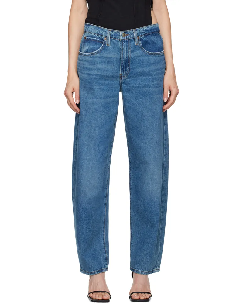 Frame Denim Blue Low Slung Barrel Jeans Caramia