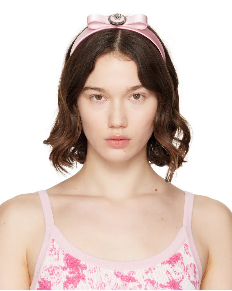 Versace Pink Gianni Ribbon Headband 1ps1p-95