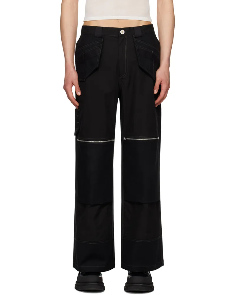Dion Lee Black Straight-Leg Cargo Pants Black