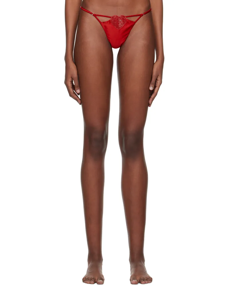 Fleur Du Mal Red Queen Of Hearts V-String Thong 0323
