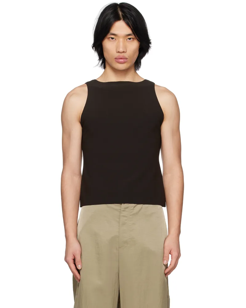 Birrot Brown Boat Neck Tank Top Espresso