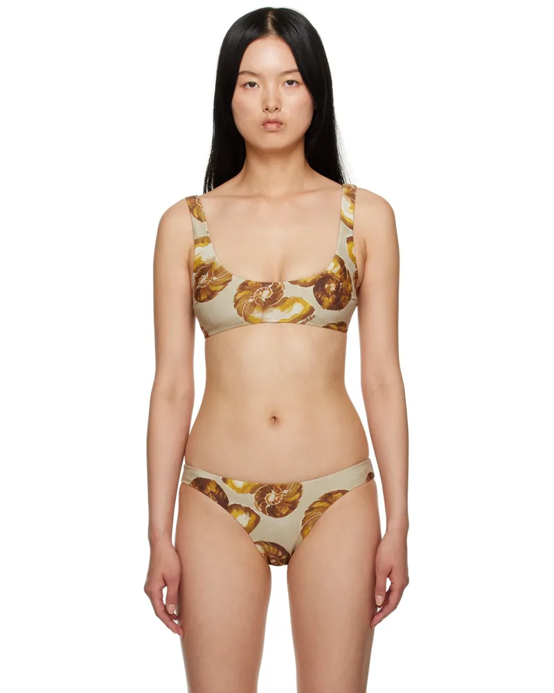 Nanushka Khaki Malti Bikini Top Seashell