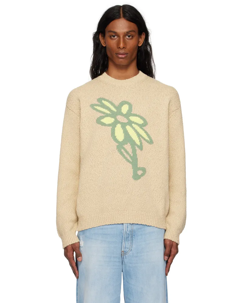 Kitsuné Beige Abstract Daisy Intarsia Sweater 0176