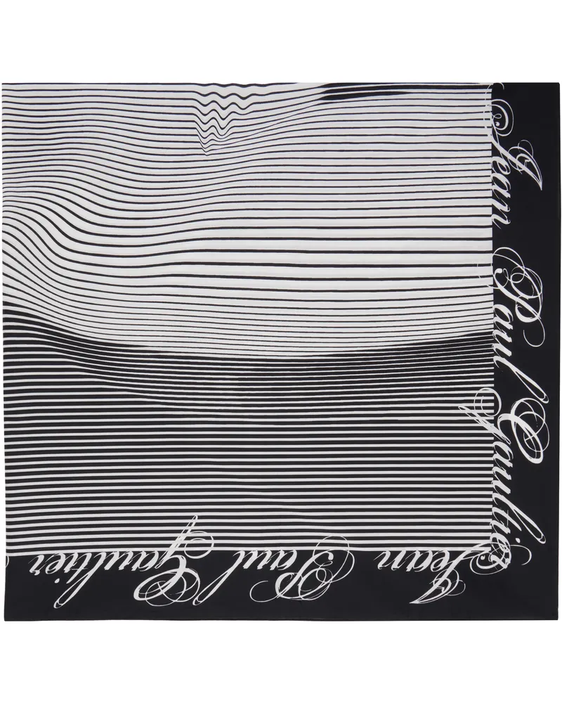 Jean Paul Gaultier Black & White Pareo Printed Pinstripes Body Morphing Scarf 0100-white