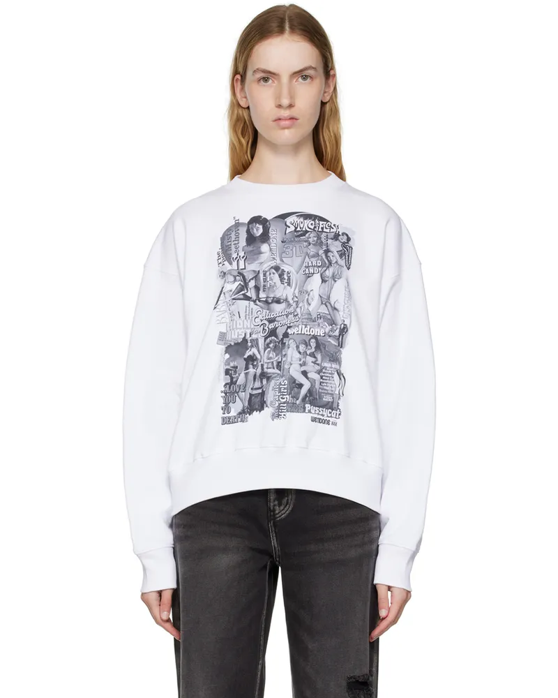 WE 11 DONE White Movie Collage Sweatshirt White