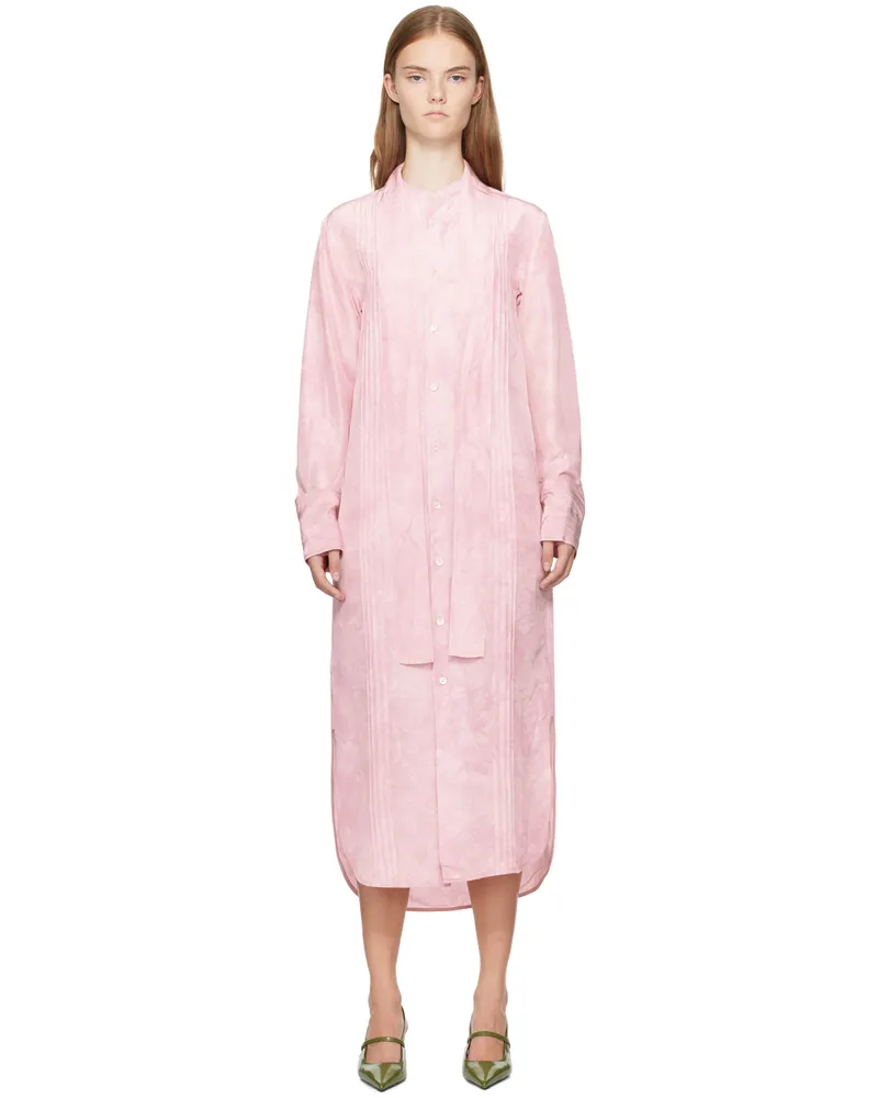 UMBER POSTPAST Pink Natural Coccus Dyed Silk Shirt Midi Dress Pink