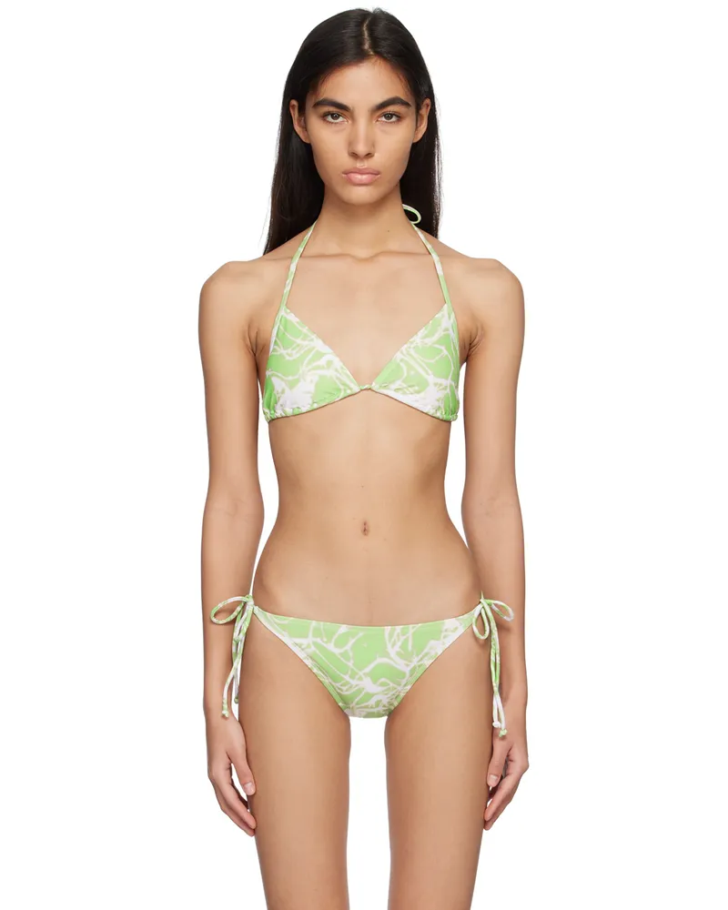 lesugiatelier Green Graphic Bikini Top Green