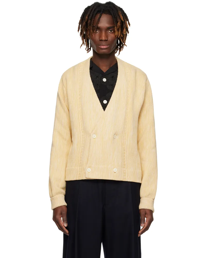 BODE Yellow Double-Breasted Cardigan Marled