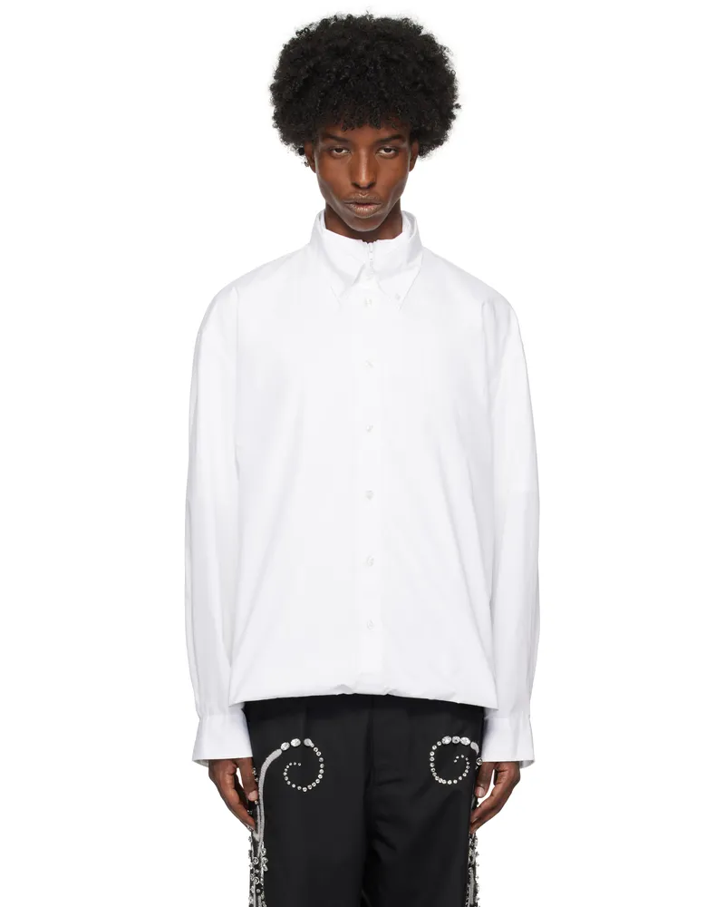 BLUEMARBLE White Double-Layered Foldover Long Sleeve Shirt Wht