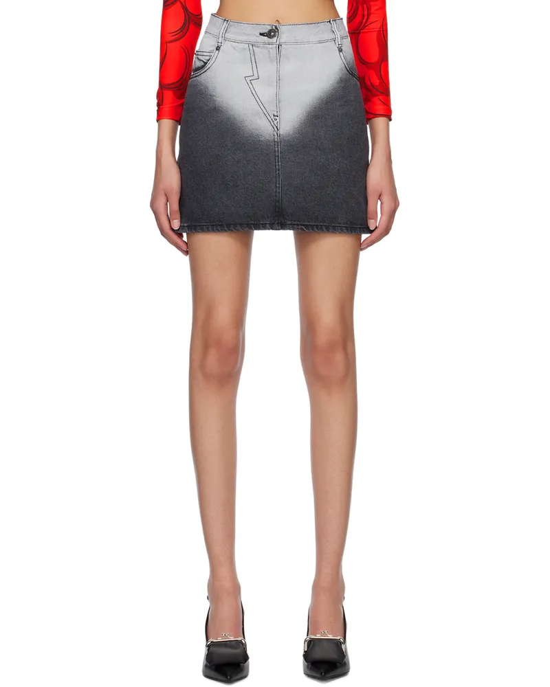 pushBUTTON Black Brief-Washed Denim Miniskirt Black