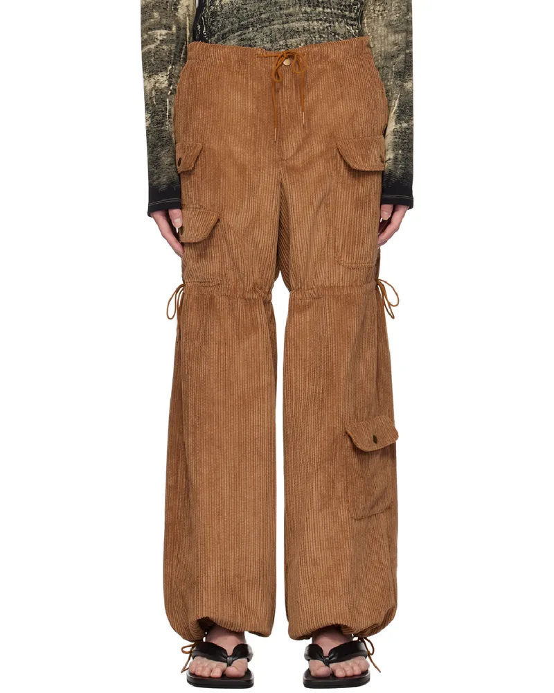 Anna Sui SSENSE Exclusive Brown Cord Drawstring Cargo Pants Cinnamon