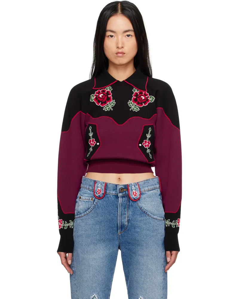 Molly Goddard Burgundy & Black Natasha Sweater Burgundy