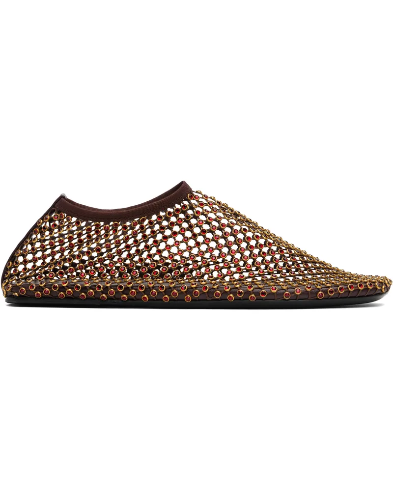 Christopher Esber Brown Minette Crystal Ballerina Flats Mahogany