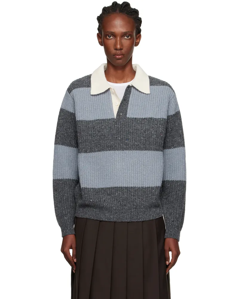 Dunst Blue & Gray Chunky Rugby Polo Softblue