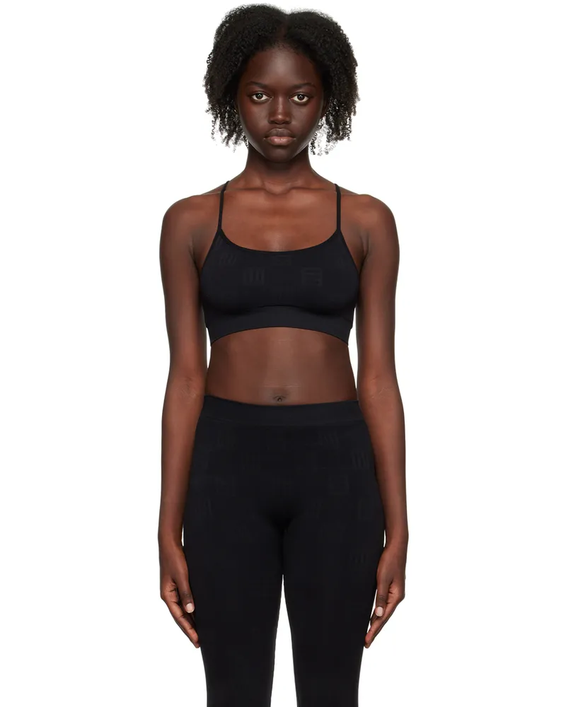 AMBUSH Black Monogram Active Sports Bra Black