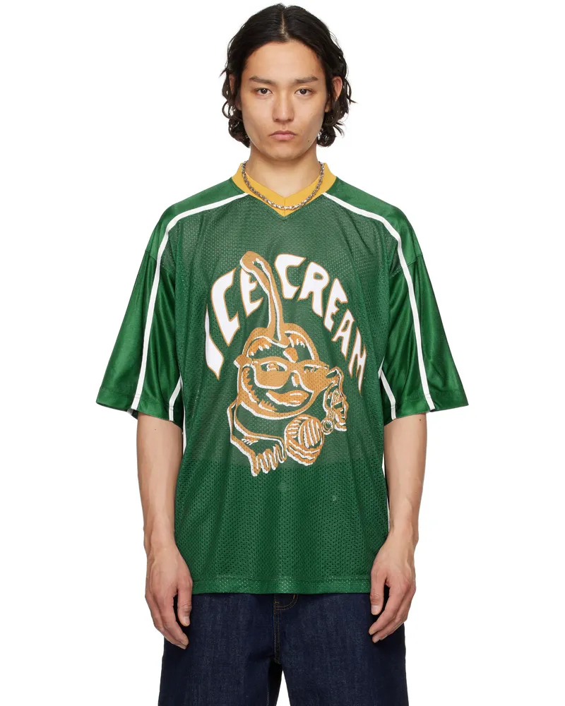 ICECREAM Green Cherry Appliqué Football T-shirt Green