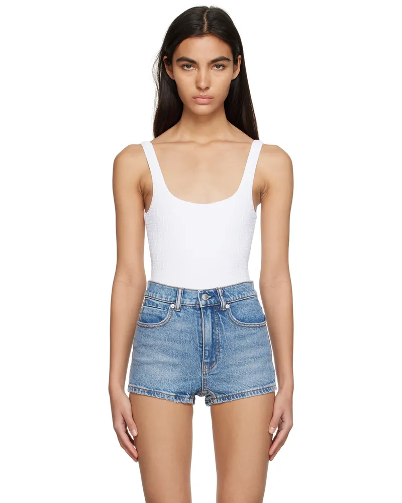 Alexander Wang White Textured Bodysuit 100