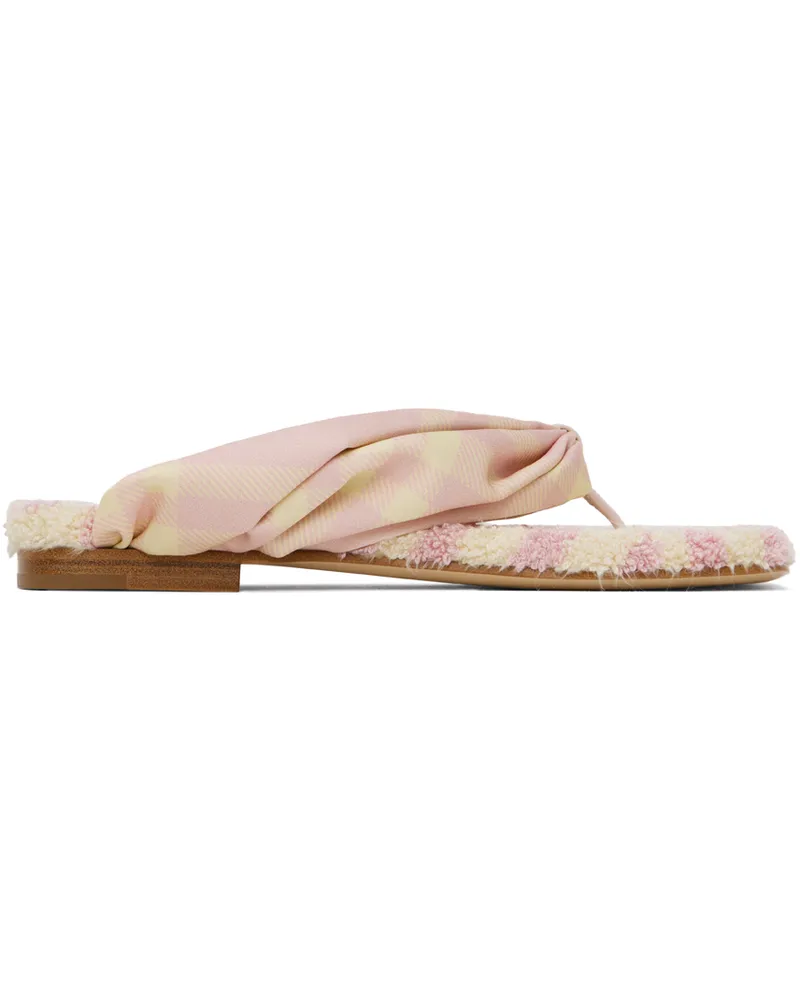 Burberry Pink & Yellow Fabric Sandals Cameo