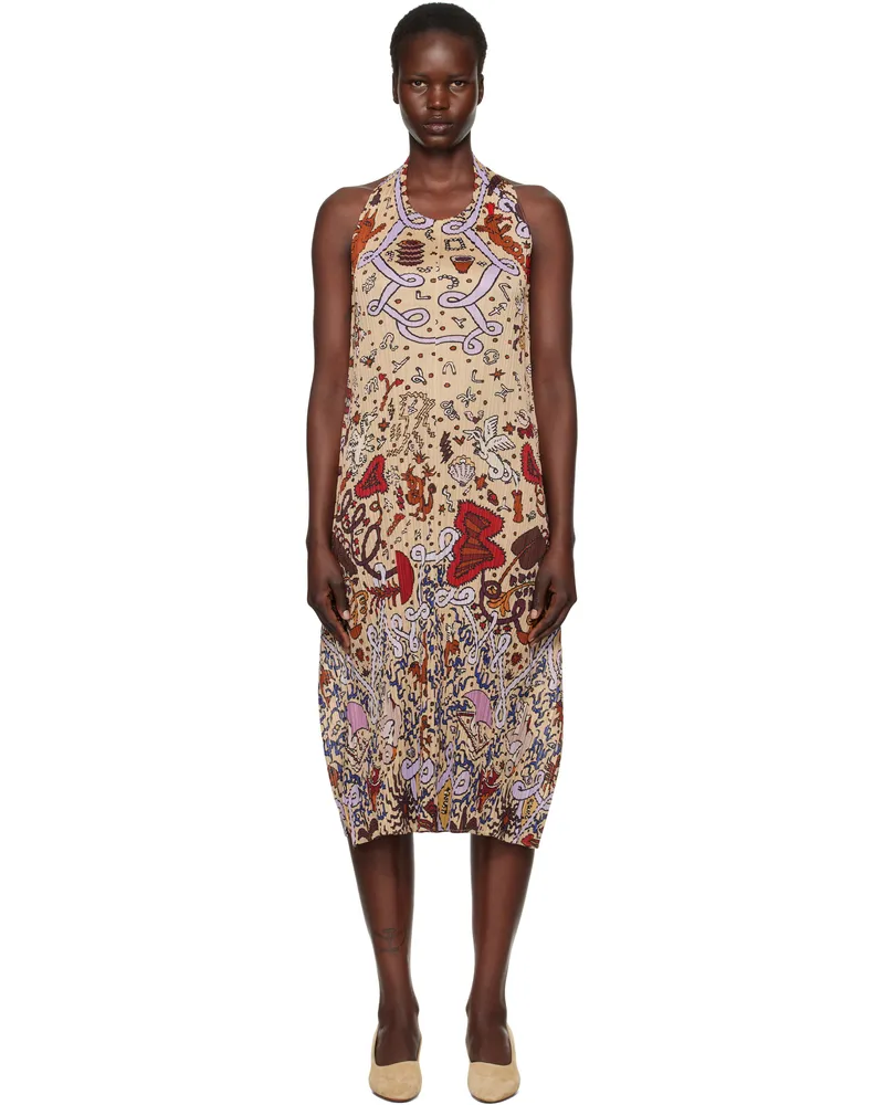 Issey Miyake Multicolor Interplanetary Halter Midi Dress 42