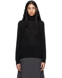 Jil Sander Black Embroidered-Logo Turtleneck Black