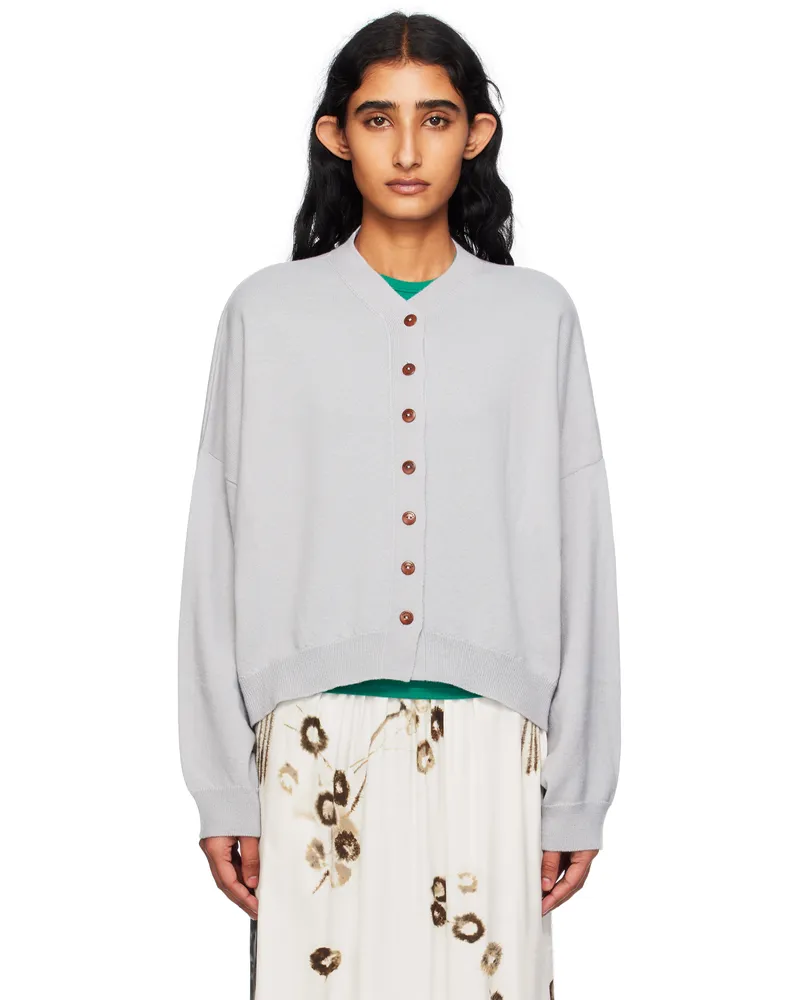 CORDERA Gray Merino Wool Cardigan Pearl