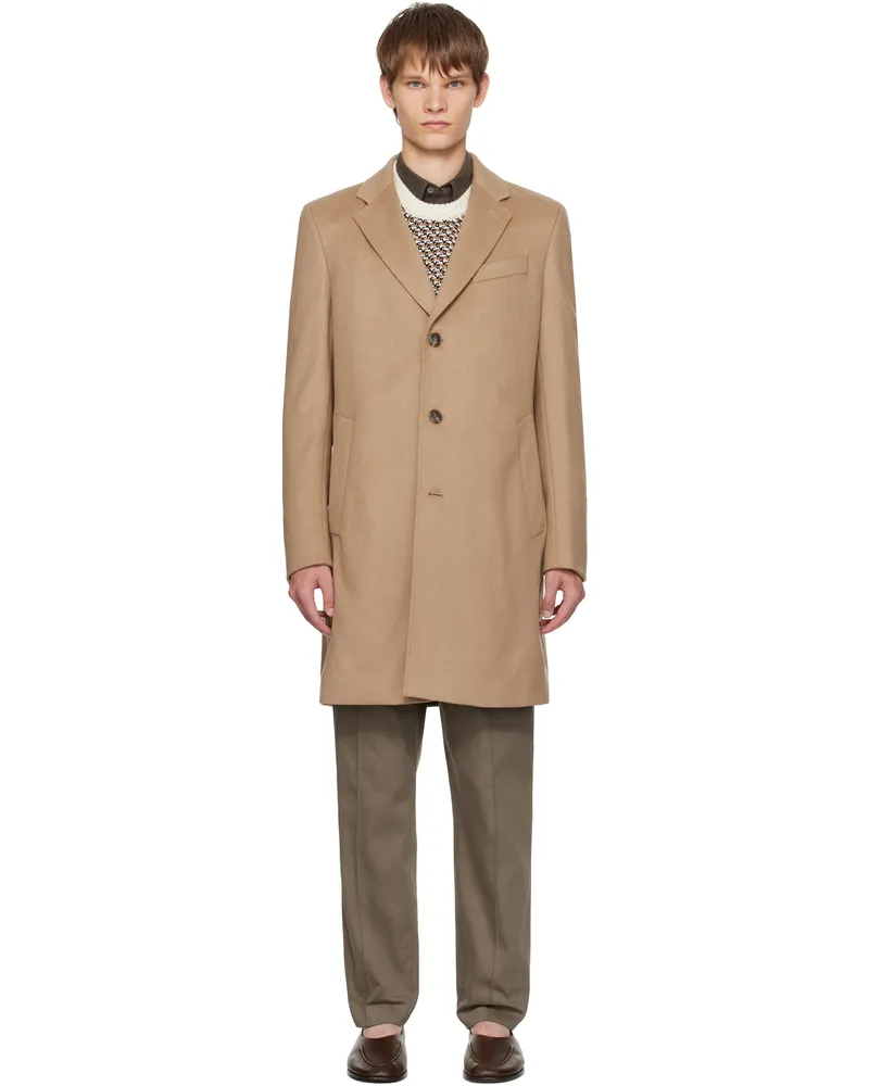 HUGO BOSS Beige Regular-Fit Wool & Cashmere Coat 260-medium